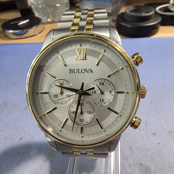 Men's Classic Chronograph Two-Tone Stainless Steel Bracelet BulovaWatch 41mm